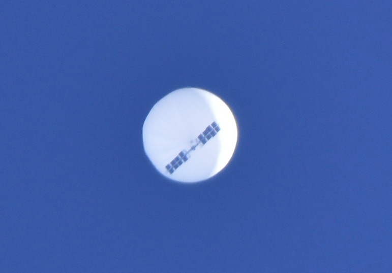 An image of the balloon shortly before being downed