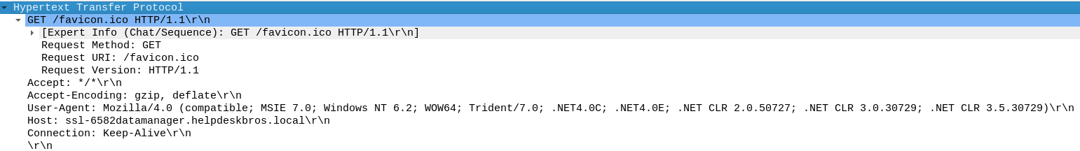 A screenshot of the HTTP GET Request in Wireshark