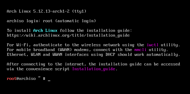 Arch installer shell