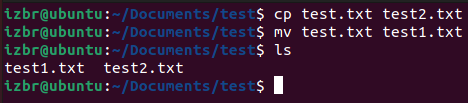 copying test.txt to another file and then moving the original file (renaming it in this case)