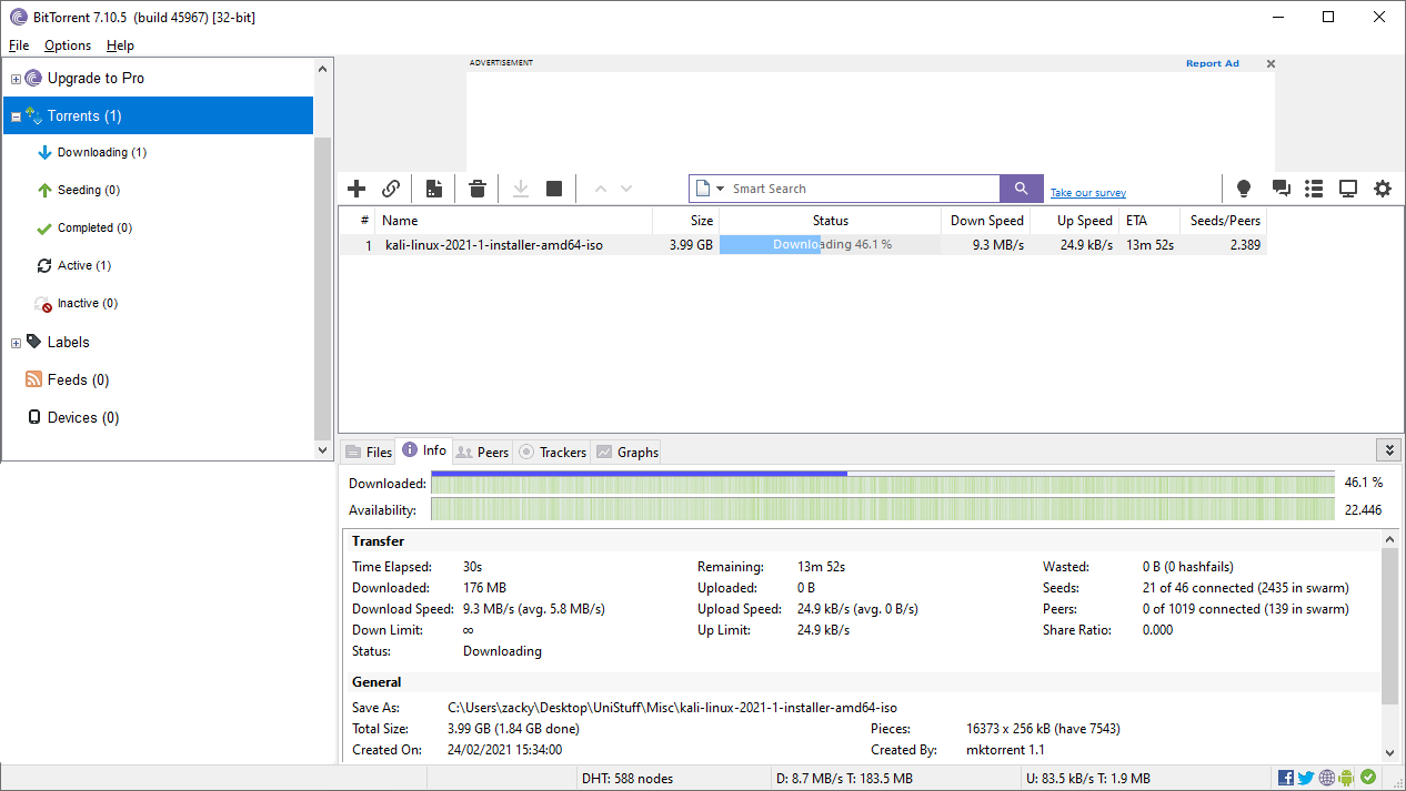 Downloading in BitTorrent