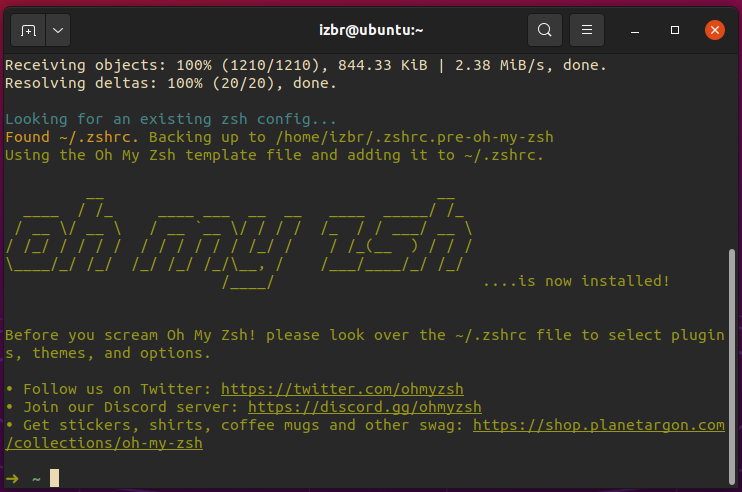 Oh my zsh installed and ready to go